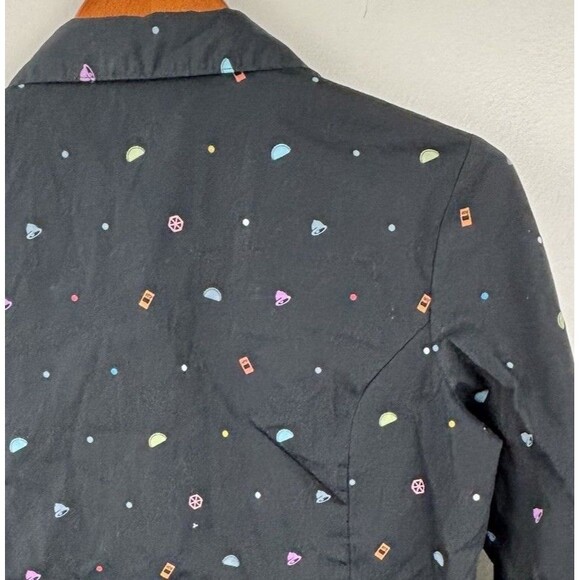 Taco Bell Shirt Women's Small Black Hot Sauce Tacos Print Button Up Long Sleeve - Picture 7 of 8